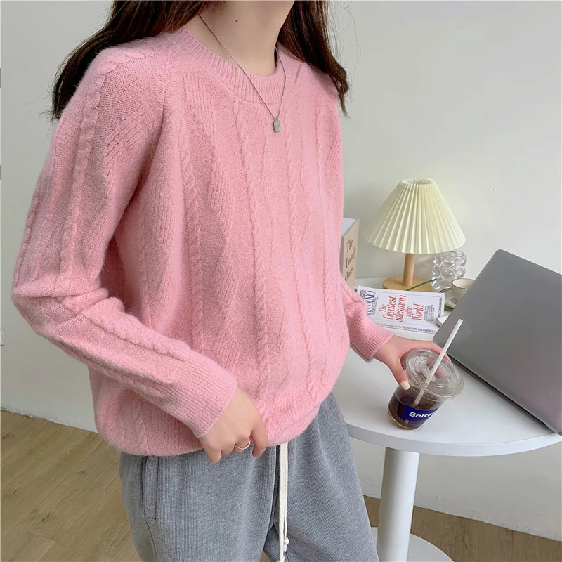 Новинка 2021 женские осенне-зимние свитера вязаная одежда оверсайз 5 цветов теплый