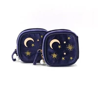 cute velvet jewelry storage bag ziplock moon star royal blue fabric organizer earring necklace bracelet collection travel bags