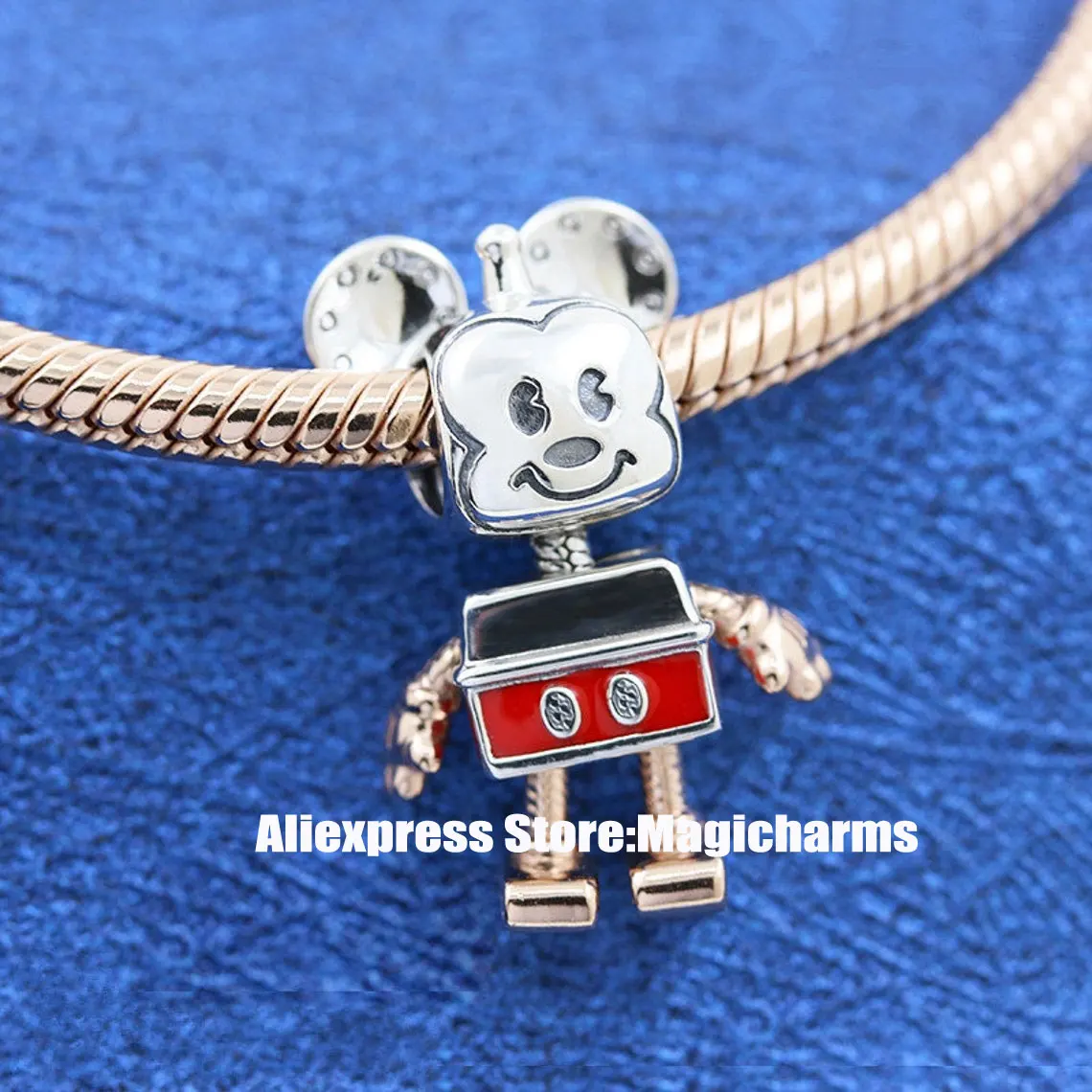 Женская серебряная и розовая Золотая подвеска MIck Minn Mouse Robot подходит для всех