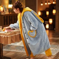 women sleepwear winter pyjamas loose version plush pajama set intensification nighty plus size xxl medium style hooded pajamas