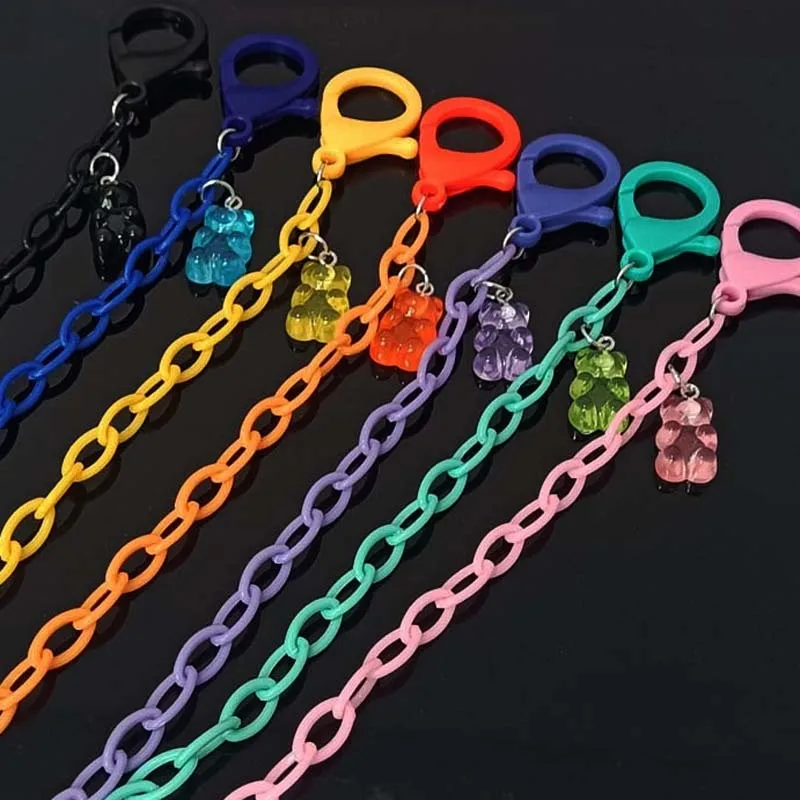 

Candy Color Acrylic Chain Glasses Mask Lanyard Color Bear Lanyard Anti-lost and Anti-leak Artifact Animation Derivatives