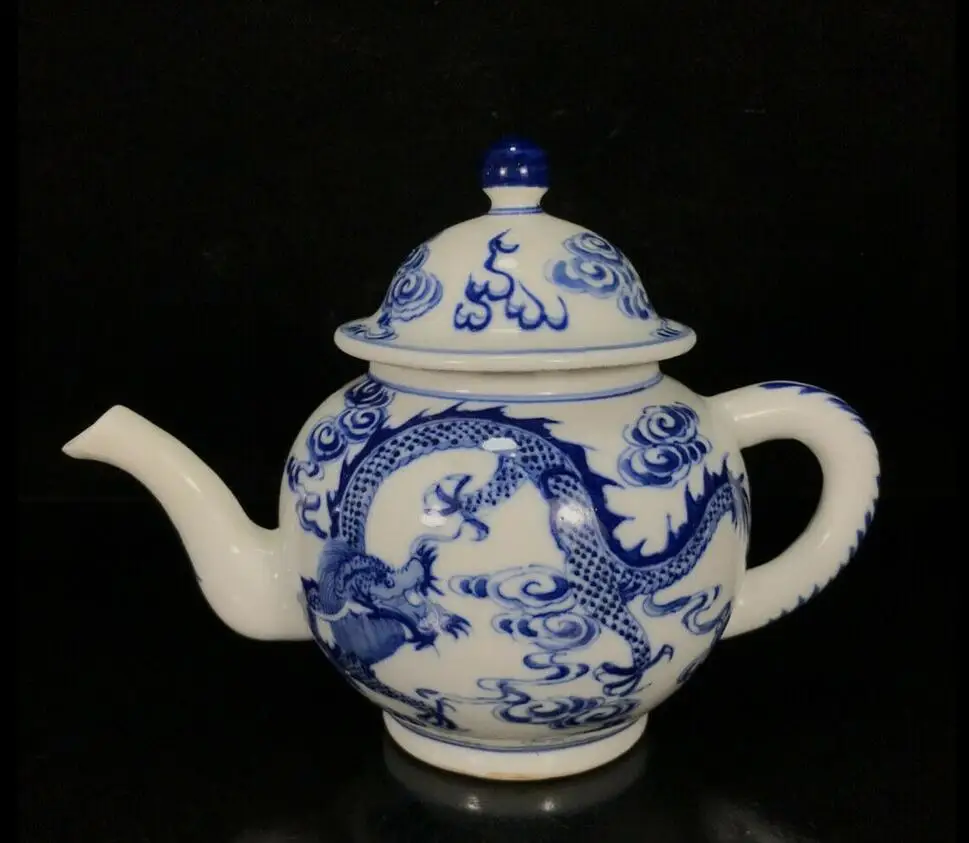 

8" China antique Qing Dynasty Kangxi Blue and white Dragon pattern pot
