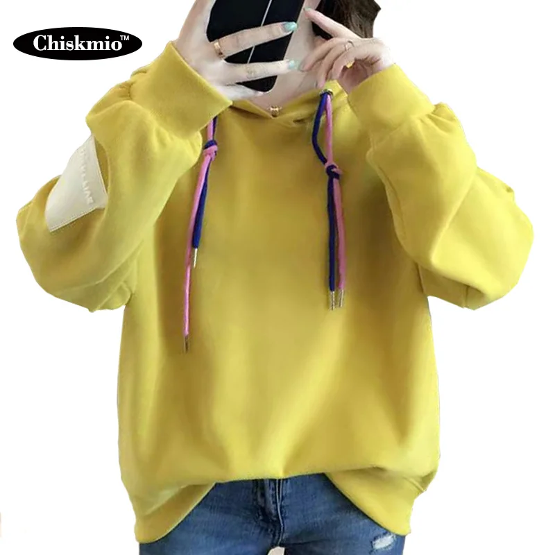 Толстовка Chiskmio женская с капюшоном свитшот на шнуровке пуловер теплая свободная