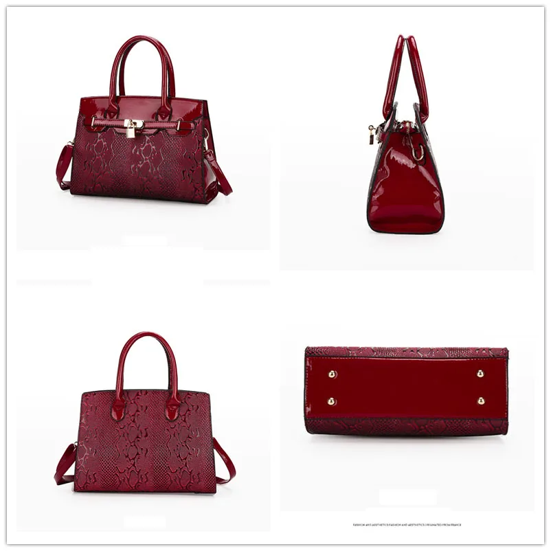 Женские сумочки из лакированной кожи с замком вечерние мессенджеры сумка через