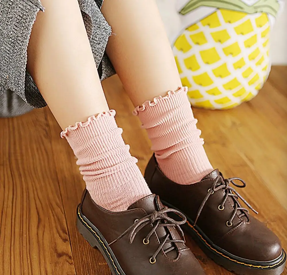 Популярные женские носки Instagram Модные Цветные однотонные хлопковые повседневные