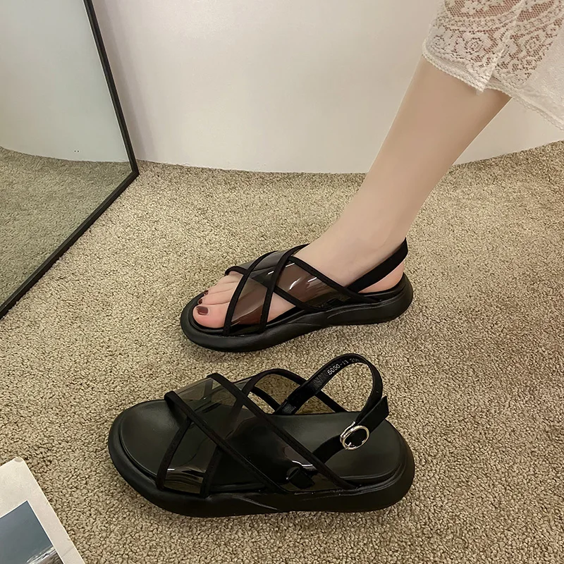 

Fashion Womens Shoes 2021 Clear Heels Roman Sandals Suit Female Beige Luxury Gladiator Low Summer Black Flat Comfort Girls New B