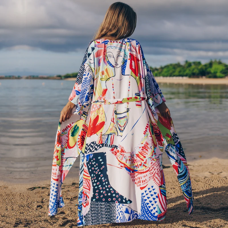 2021 накидки с богемным принтом бикини банное платье розовая хлопковая туника