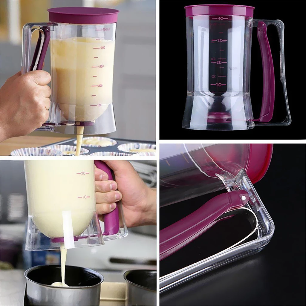 

Batter Dispenser Muffins Waffles Crepe Baking Tool 900mL 4 Cup Measuring Cup