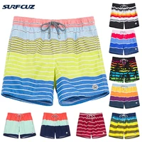 surfcuz mens swimming shorts striped quick dry beach board shorts with mesh lining summer male swimwear sport shorts swim trunks