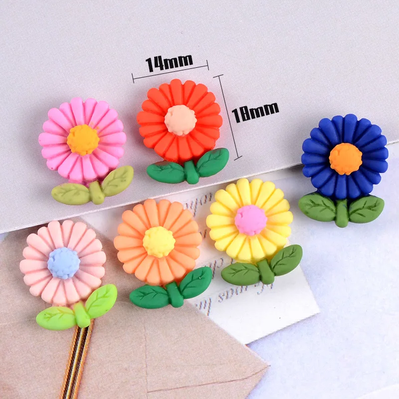 

20Pcs Cartoon Flat back Resin Cabochon Flowers Fit Phone Decoration Craft DIY Embellishments for Scrapbooking Hair Accessories