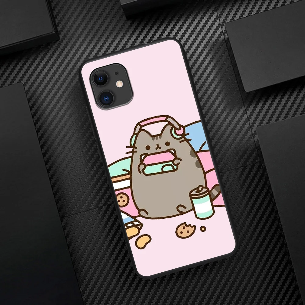 

Cartoon Pusheen Cat Phone Case For Iphone 5 5S SE 2020 6 6S 7 8 Plus 11 12 Mini X XS XR Pro Max black Shell Fashion Cell Tpu