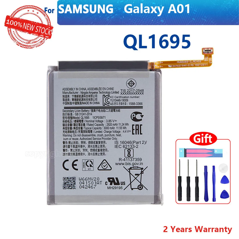 

100% Original 3000mAh QL1695 Battery For Samsung Galaxy A01 Mobile Phone High Quality Batteries With Gifts Tools