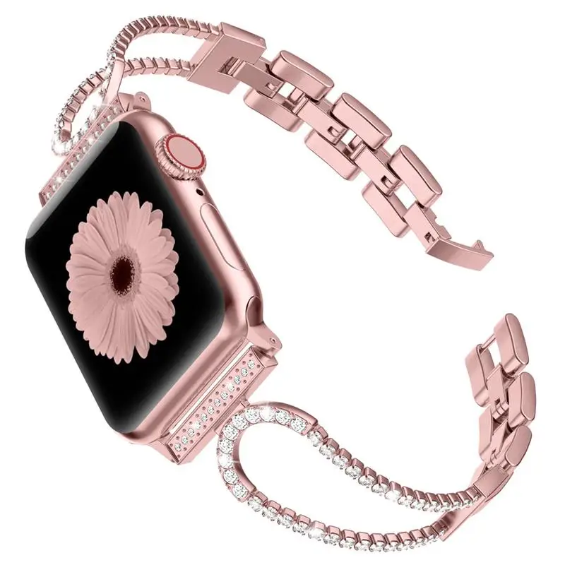 Шикарный Браслет со стразами для Apple Watch для женщин 38 мм 42 мм 40 мм 44 мм ремешок из нержавеющей стали металлический браслет для iWatch серии 4 3 2 1