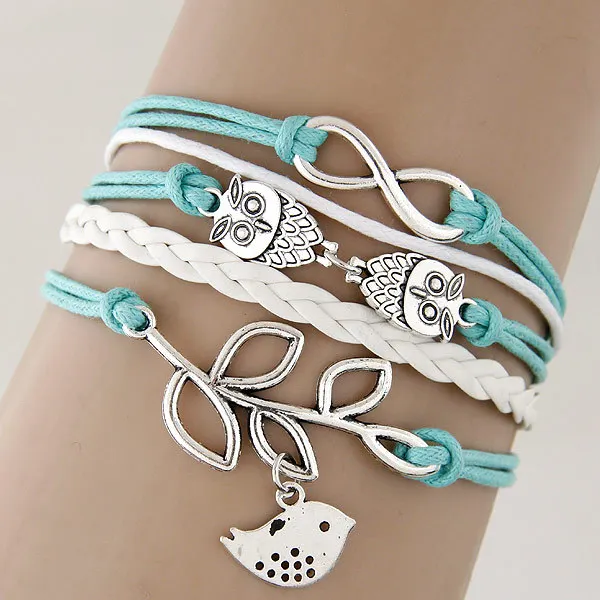 

European And American Owl Leaf Bird Manual Alloy Braided Bracelet Fashion Simple Adjustable Size A Variety Of Options