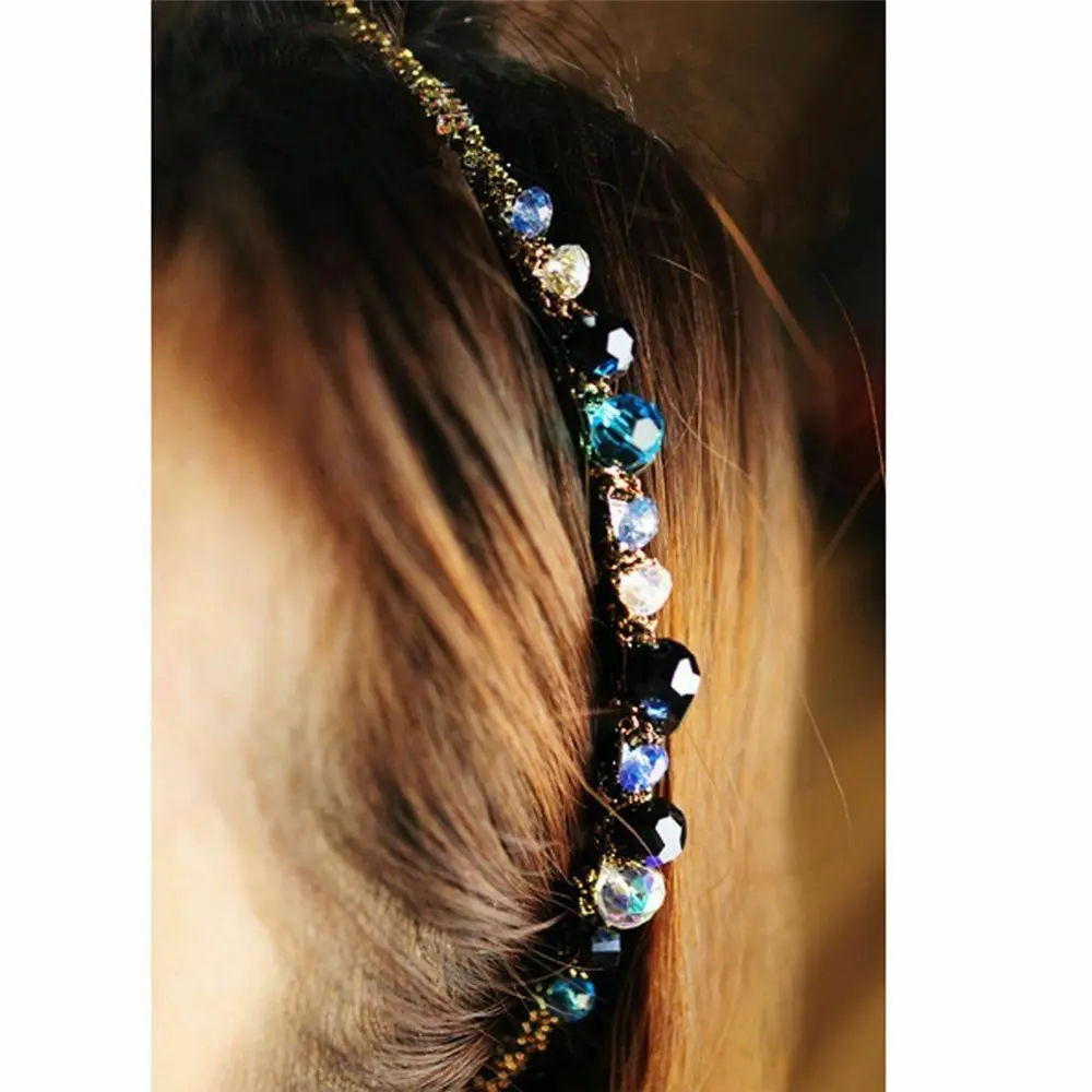 Модные блестящие с украшением в виде кристаллов головными повязками Бисера