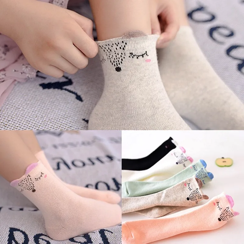 5 пар сезон осень милые картонные носки для девочек с рисунком котенка и