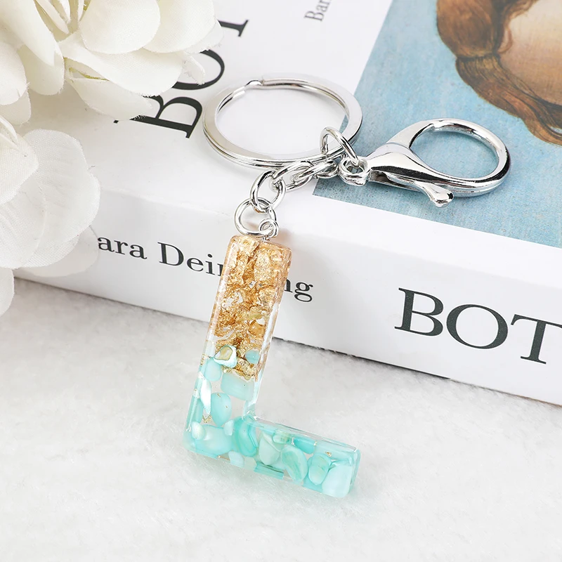 1 шт. брелок с голубым алфавитом английскими буквами блестящий градиентный