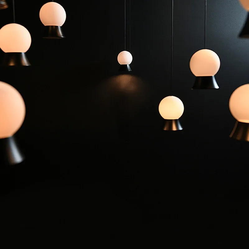Nordic LED Glass Round Chandelier Bedside Fish Line Lamps Modern Minimalist Stairs Porch Restaurant Fuji Ball Hanging Lamp | Лампы и
