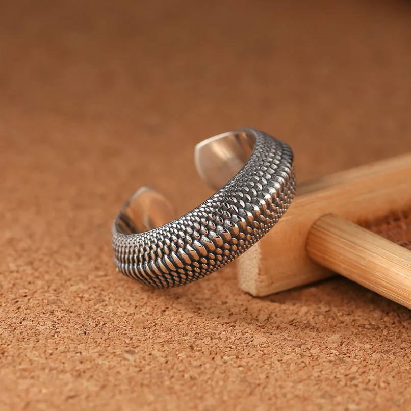 Цельное серебряное кольцо с фосфором дракона для мужчин и женщин S925 Серебряное