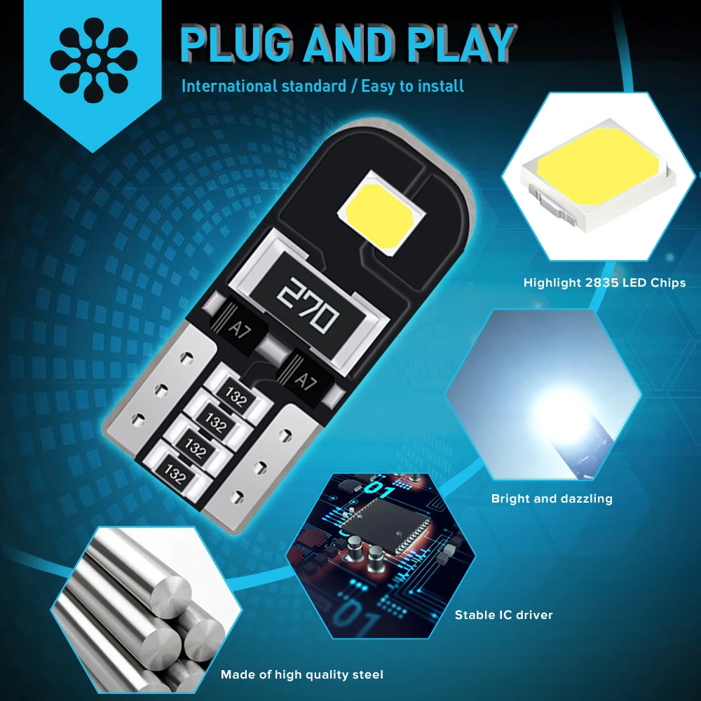 10 шт. Led T10 W5W 168 194 лампочка для салона автомобиля светильник чтения Mazda 2 3 5 6 626 лампа