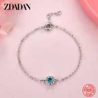 zdadan 925 sterling silver blue crystal bracelet chain for women wedding fashion jewelry gift