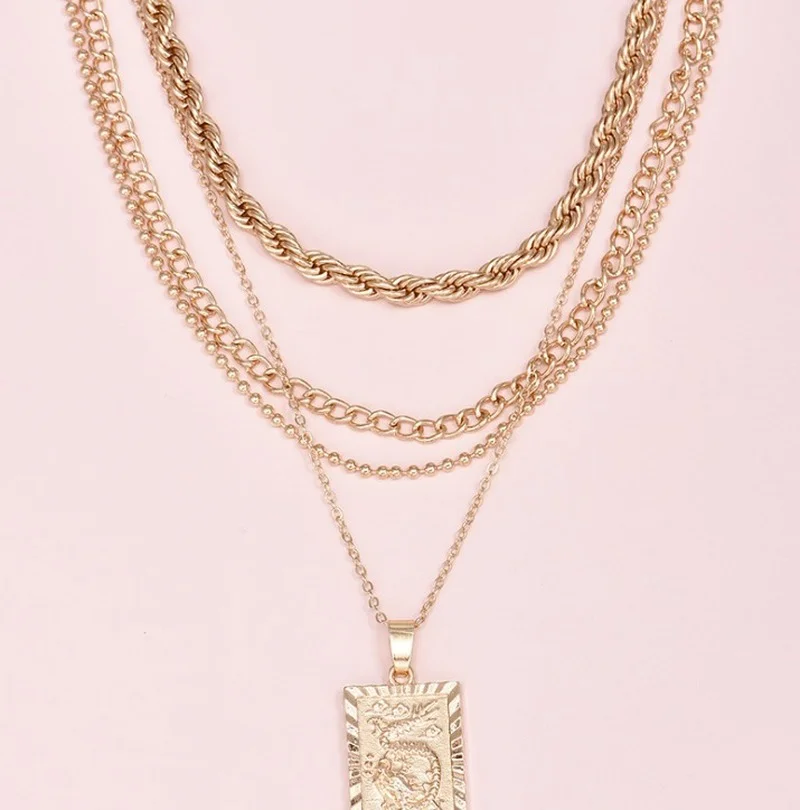 

Fashion Dragon Shaped Necklace Personalized Golden Multi-layer Chain Chocker Fashione Choker women's jewelry accessories
