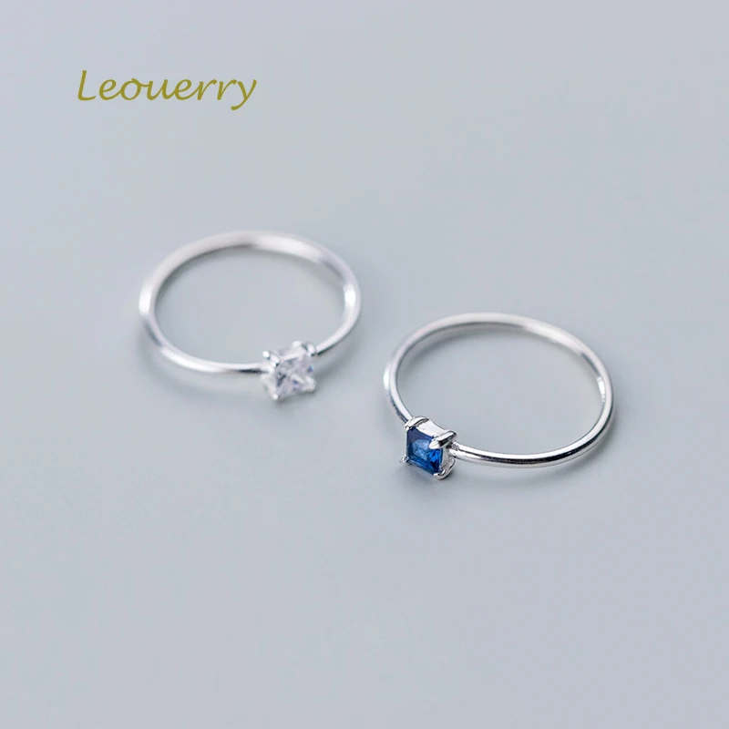 Leouerry 925 стерлингового серебра шикарный сине-белые Циркон Открытые Кольца для