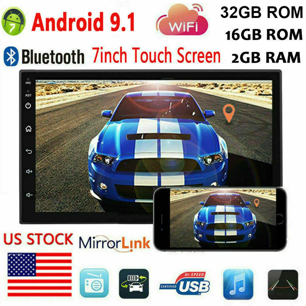 

2GB RAM!!! 2din Android 9.1 Car Radio Multimedia Player Autoradio 2 Din 7'' GPS WIFI Auto Audio Stereo MP5 Headunit Universal