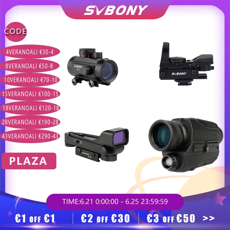 SVBONY три вида оптики с красной точкой прицел и ночное видение SV52 5x40 для охоты