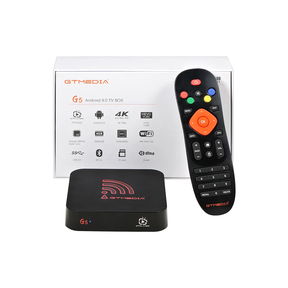 Смарт ТВ-приставка GTMEDIA G5 Android 9 0 2 4 ГГц Wi-Fi четырехъядерный 4K 1080P Full HD медиаплеер