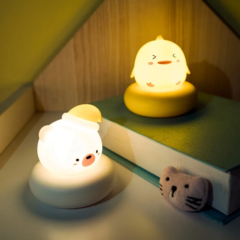 

LED Night Lamp Touch Sensor Animal Silicone Animal Light Colorful Child Holiday Gift Sleepping Cute Bedroom Desktop Decor Lamp