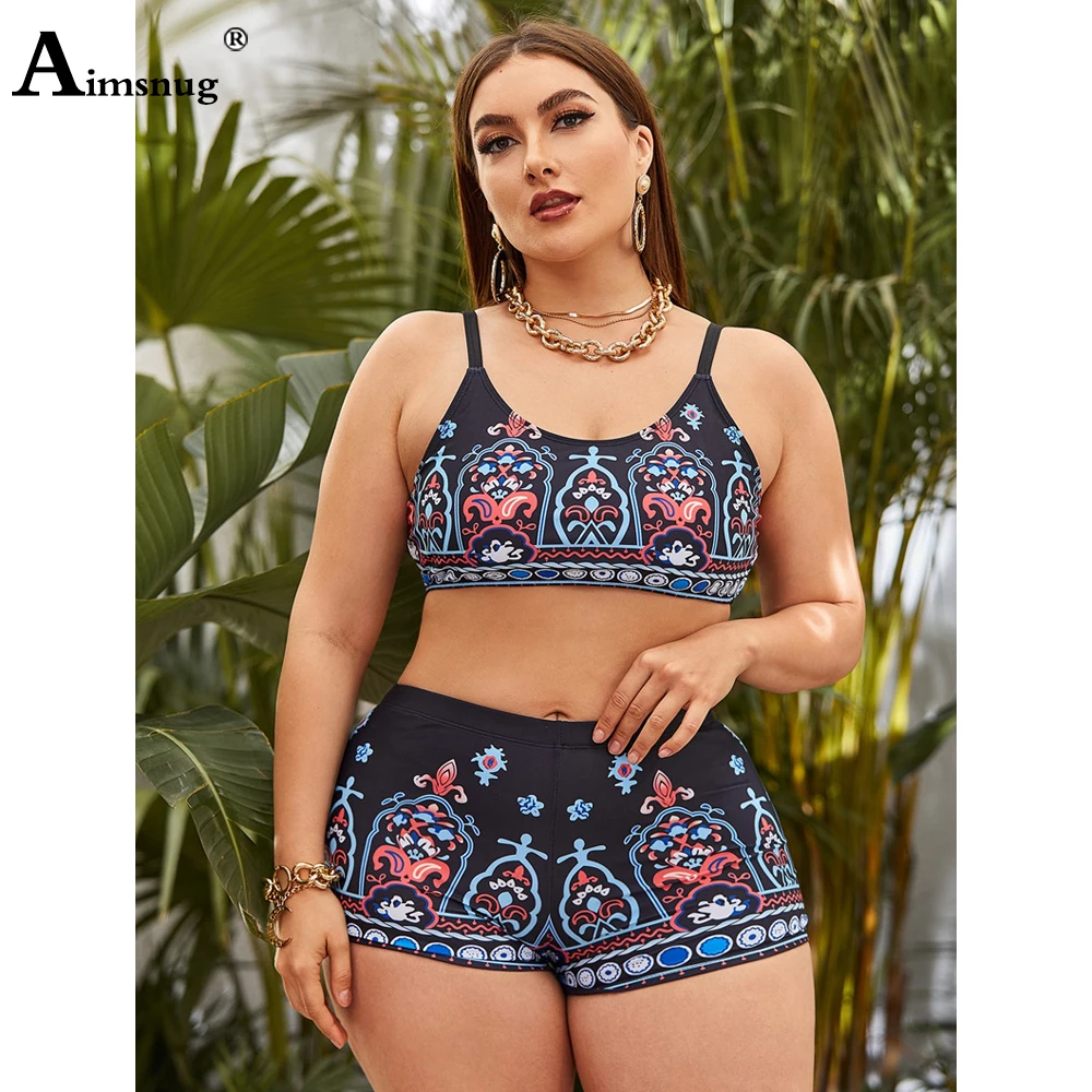 Large Size 4xl Women Bikini Sets Vintage 3D Print Two Pieces Swimwear 2022 Summer New Panties Swimsuit Sexy Push Up 2PCS Outfits