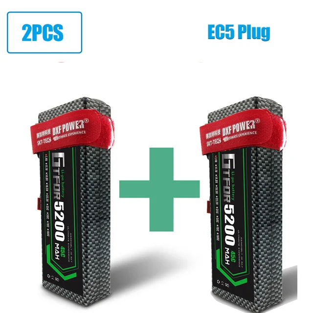 2PCS5200HARDEC5 DXF Батарея lipo 4S 2s 7,4 v 14,8 V 5200 мА/ч, 7000 mah литий-полимерный Батарея для RC Батарея LiPo 45c 60C для RC Buggy Crawler Monster Truck - Цвет: 2PCS5200HARDEC5
