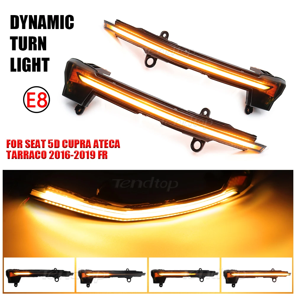 

Автомобильный светодиодный динамический поворотник для сиденья 5D Cupra Ateca Tarraco 2016-2019 светильник вой сигнал поворота, индикатор зеркала задне...