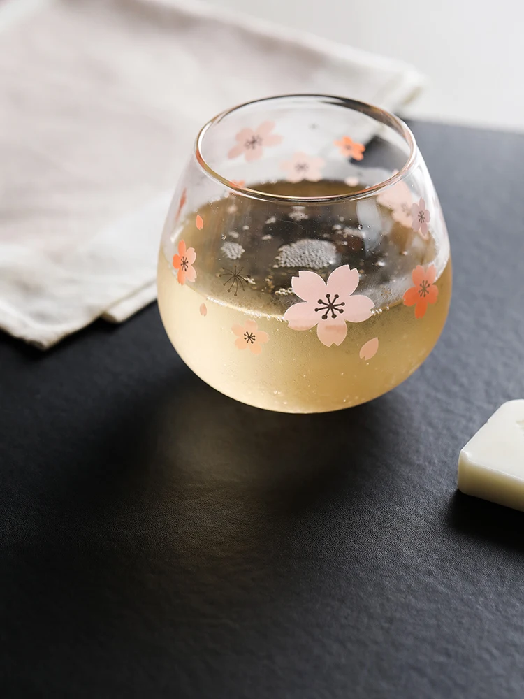 Термостойкий стеклянный бокал из силикона с высоким бором японская Сакура