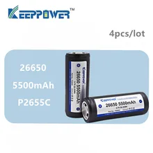 4 шт. KeepPower 26650 аккумулятор 5500 мАч Li Ion защищенный перезаряжаемый 3 7