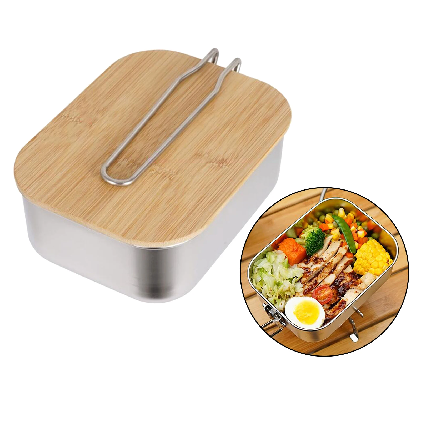 

Stainless Steel Lunch Box Food Storage Container Outdoor Camping Bento Box