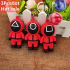 Брелок 3 шт.лот, брелок с подвесками в виде фигурок из игры кальмар, аксессуары для женщин, мужчин, детей, брелок для ключей, подарок