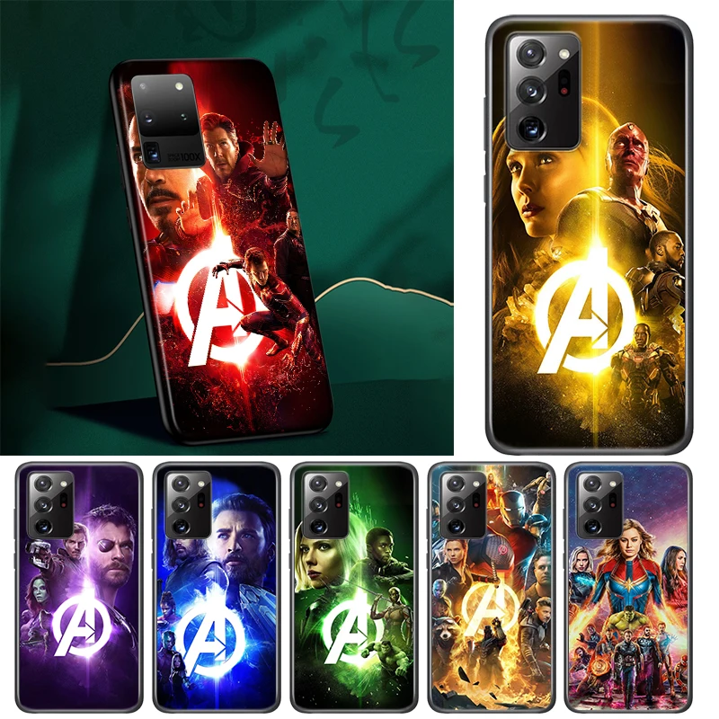 

Marvel hero colorful For Samsung F22 F32 F42 F52 M12 M62 M1 M02 M60 M31 M40 Note 20 10 8 9 Pro Plus Ultra Black Phone Case