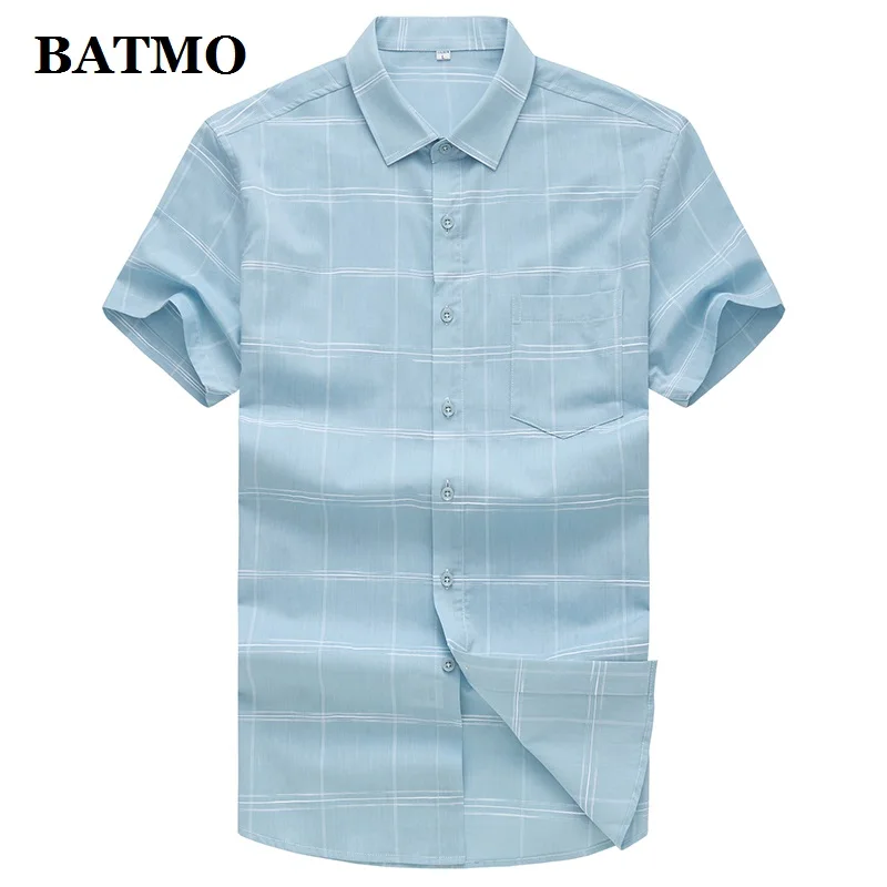 

BATMO 2020 new summer high quality 100% cotton shirts men,men's casual shirt,plus-size M-XXXL CY80053