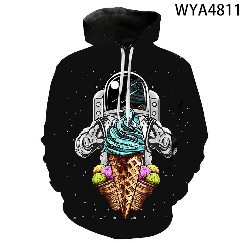 

2021 casual 3D printed space astronaut hoodie boys and girls planet exploration printed astronaut pullover cool