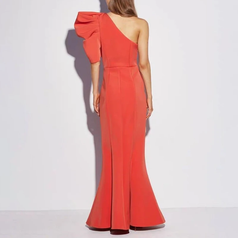 Женское Макси формальное платье на одно плечо асимметричный косой воротник