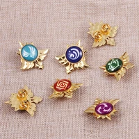 game genshin impact eyes of god mondstadt pins brooches luminous 7 element kawaii cosplay badges