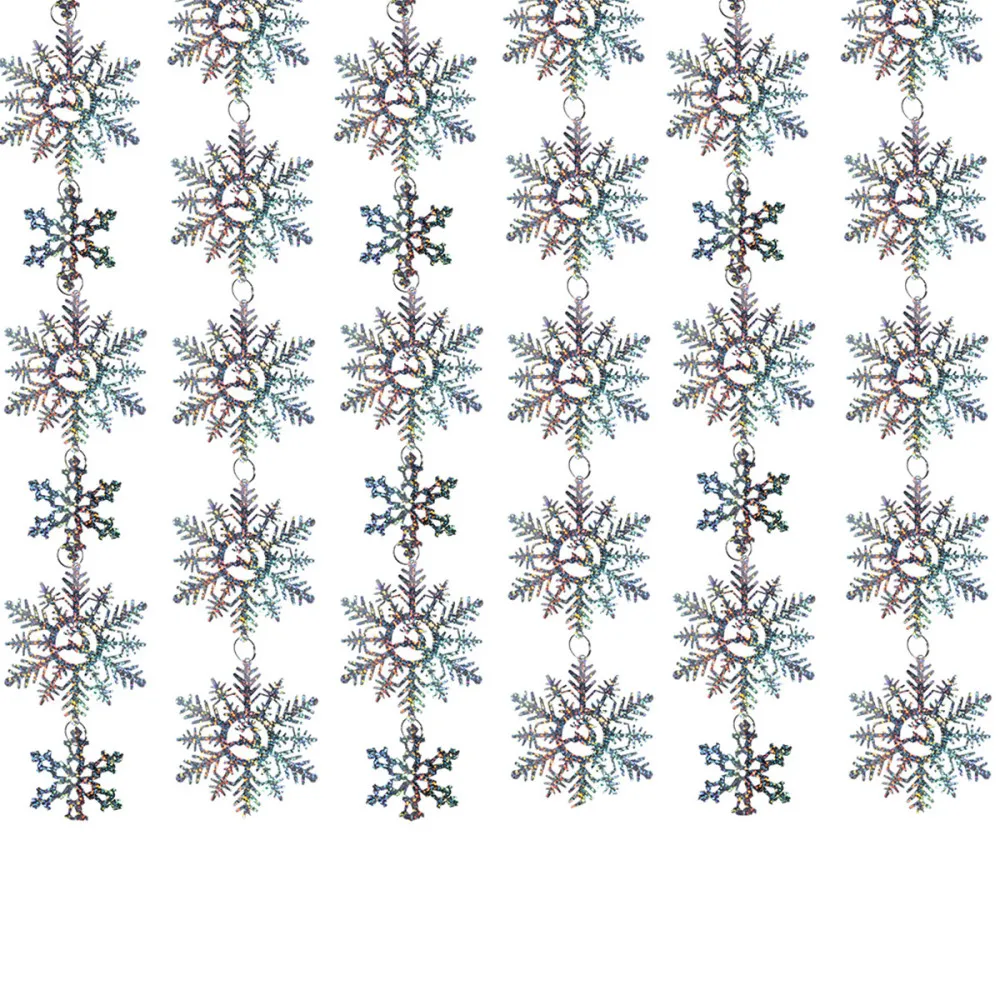

TINKSKY 6PCS Hologram Glitter Snowflake Hanging Bunting Xmas Banner Garland Christmas Party Decoration 1.5M