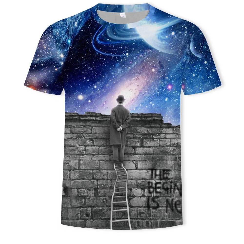 

Moon exploration fashion summer 3D printing men's short-sleeved T-shirt casual O-neck street men's oversized T-shirt for men