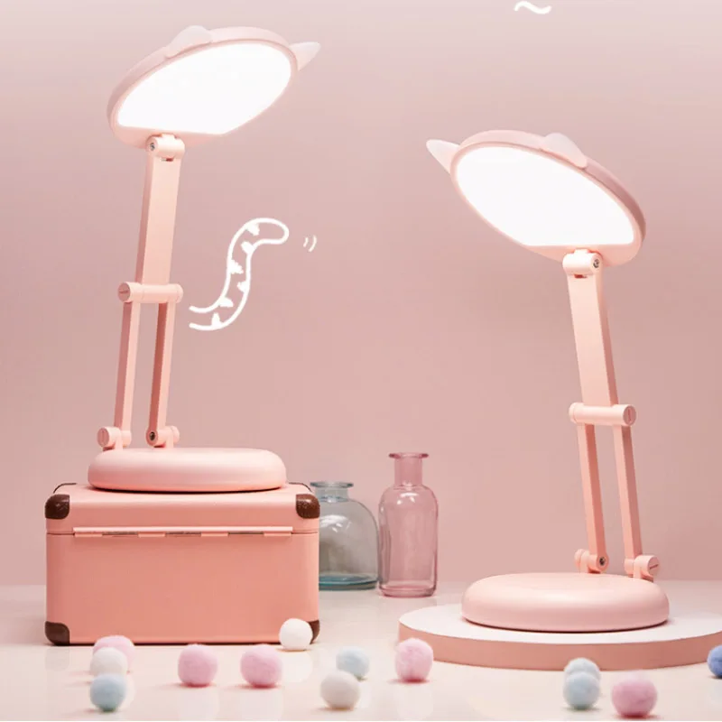 

Led Table Lamp Foldable Touch Dimming Desk Lamp Eye Protection Cute Children Usb Charging Dormitory Learning Reading Lamp
