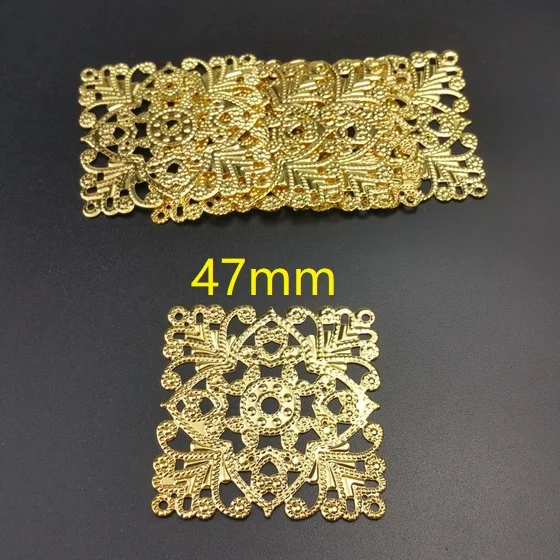 gold 47mm 20pcs Филигранные квадратные обертки Разъемы Фурнитура для украшений Обертывания Разъемы для изготовления ювелирных изделий DIY - Цвет: gold 47mm 20pcs