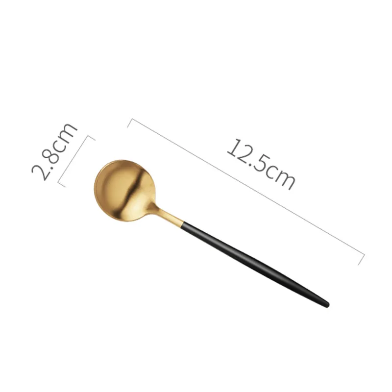 Tea spoon Золотой набор столовых приборов 304 из нержавеющей стали, столовый нож, вилка, Западный набор еды для детей, набор посуды для путешествий - Цвет: Tea spoon