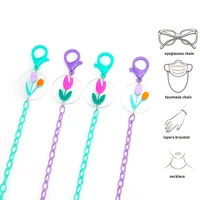 fashion glasses chain anti slip flower charm acrylic mask chain for women sunglass lanyard holder eyewear neck cord jewelry gift
