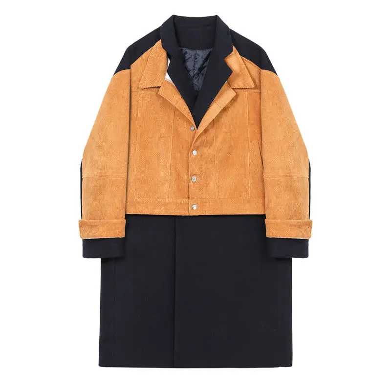 

Winter 2020 Men's New Fashion Woollen Fabric Thick Loose Trend Two Piece Long Windbreaker Trendy Street Shot Size M-XL